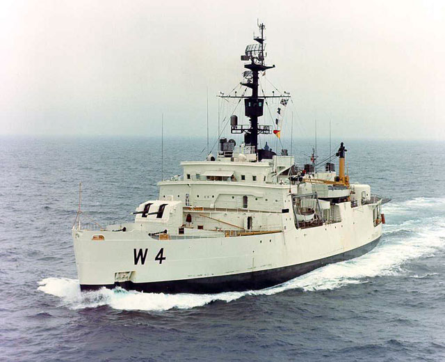 Ship in the open ocean.